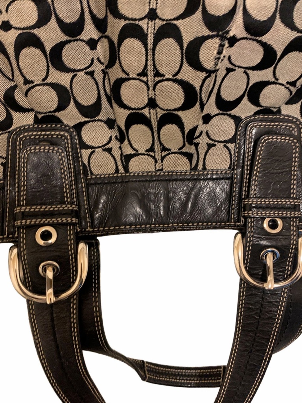 Coach Y2K Soho Pleated Signature C Canvas Leather Trim Tote Shoulder Bag - Picture 6 of 8